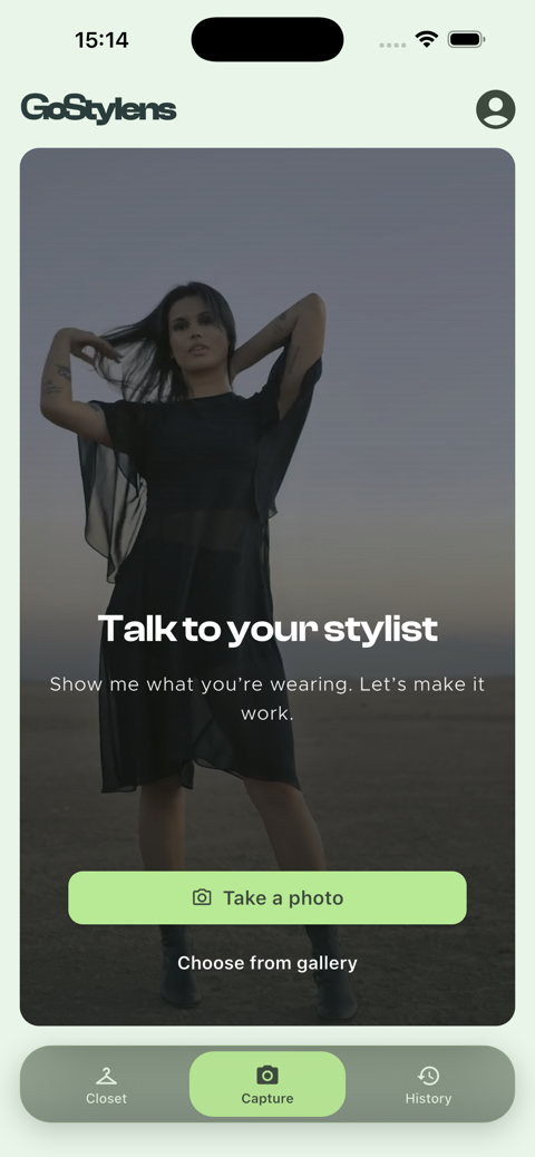 GoStylens Capture — Talk to your stylist and take a photo of your outfit